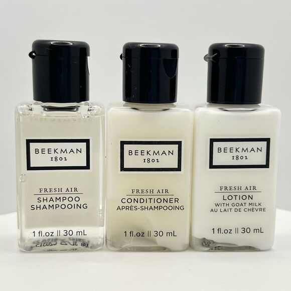 Beekman 1802 ~ Travel Shampoo, Conditioner & Lotion 1fl oz/30ml Each ~ New - Picture 1 of 4